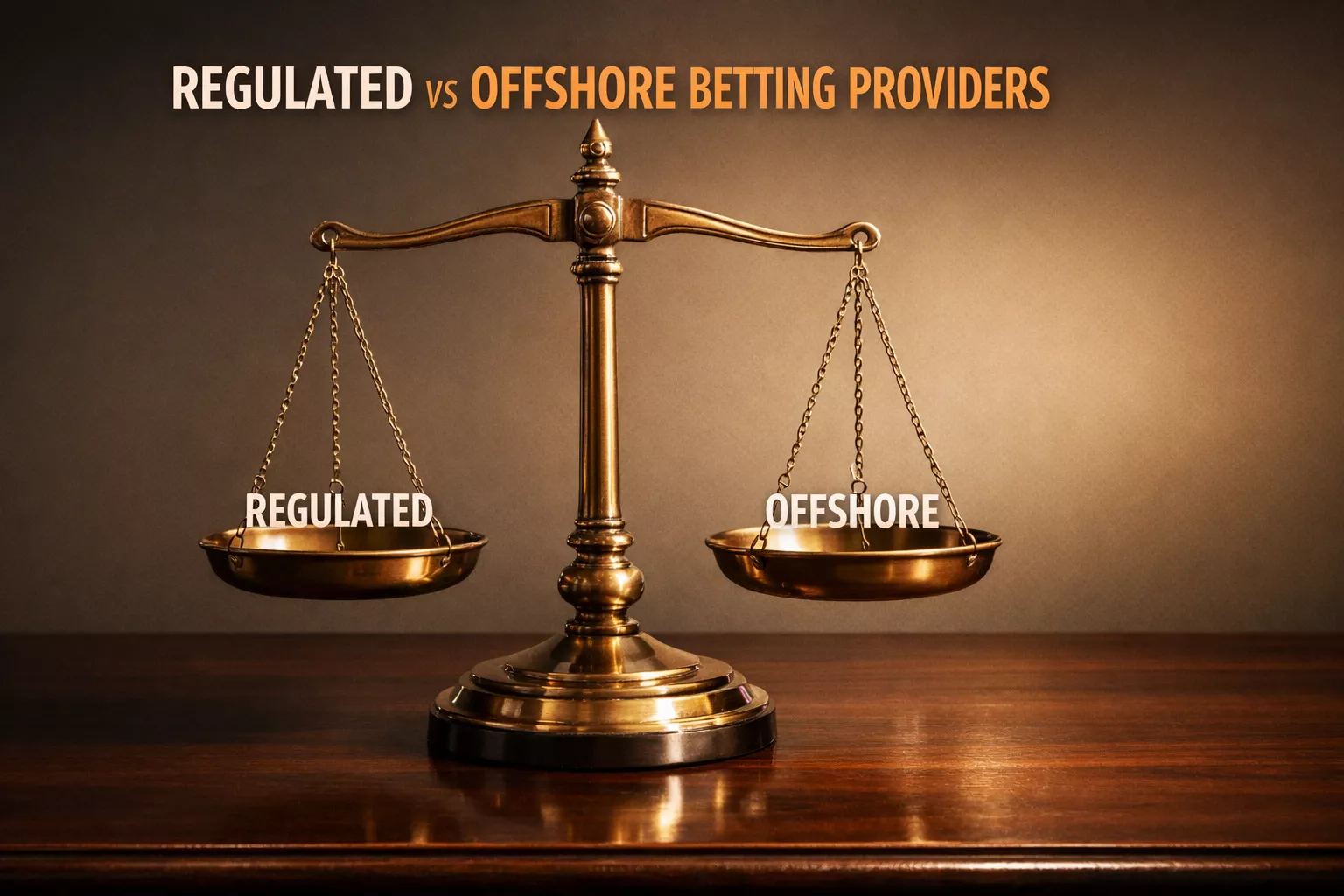 Waage symbolisiert den Vergleich zwischen regulierten und Offshore-Anbietern