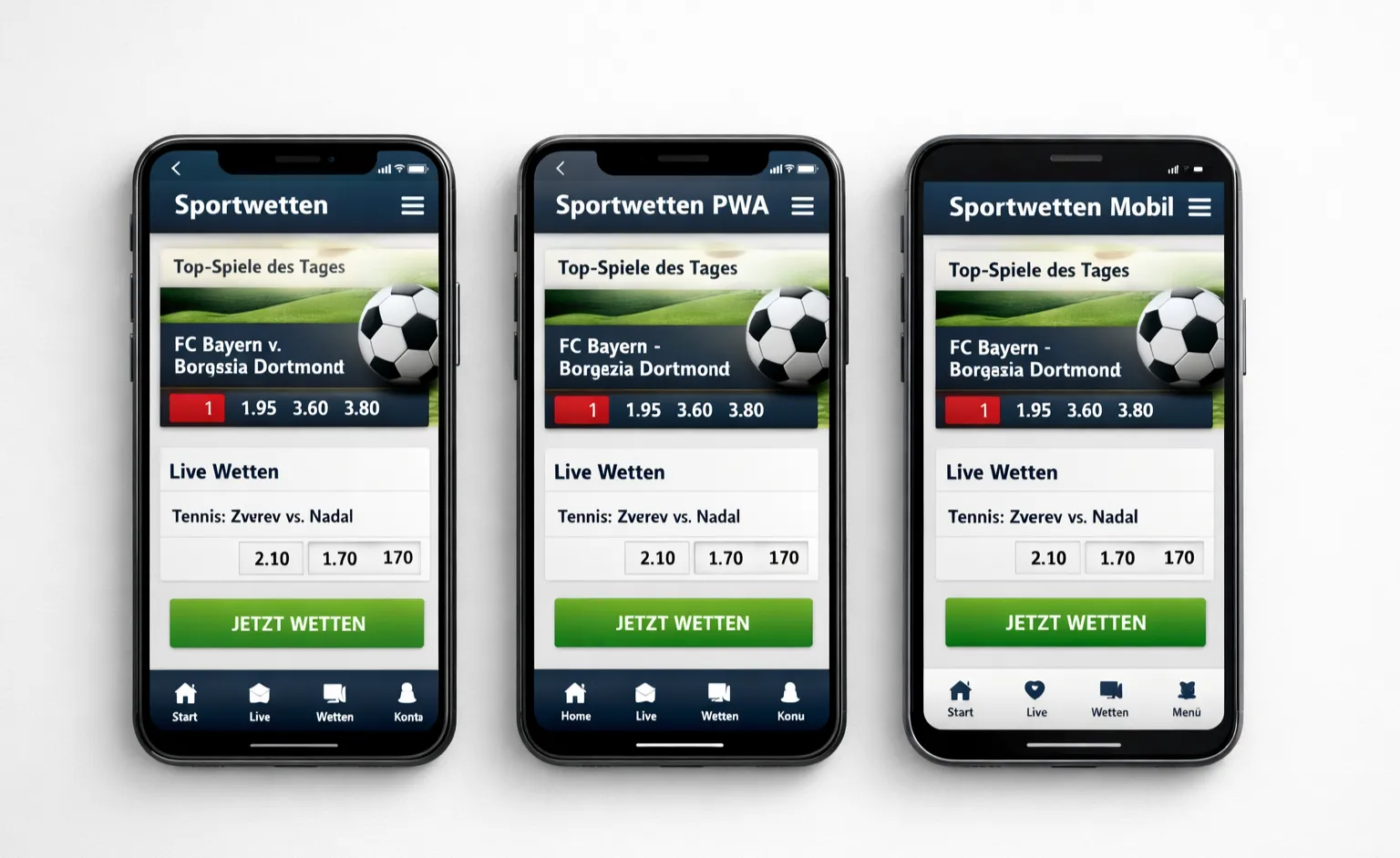 Verschiedene mobile App-Optionen auf Smartphones dargestellt