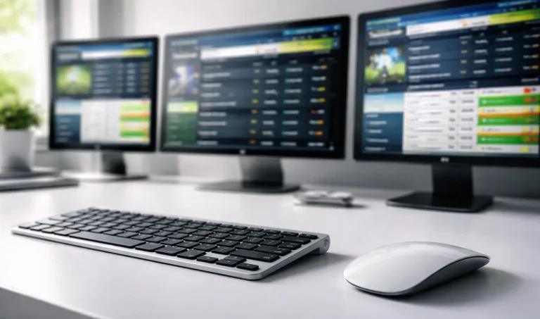 Mehrere Sportwetten-Plattformen auf verschiedenen Bildschirmen nebeneinander