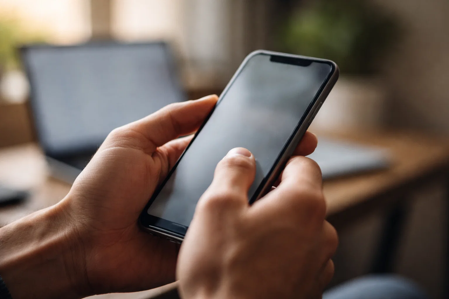 Hände halten Smartphone mit Krypto-Wallet-App und QR-Code für Überweisung