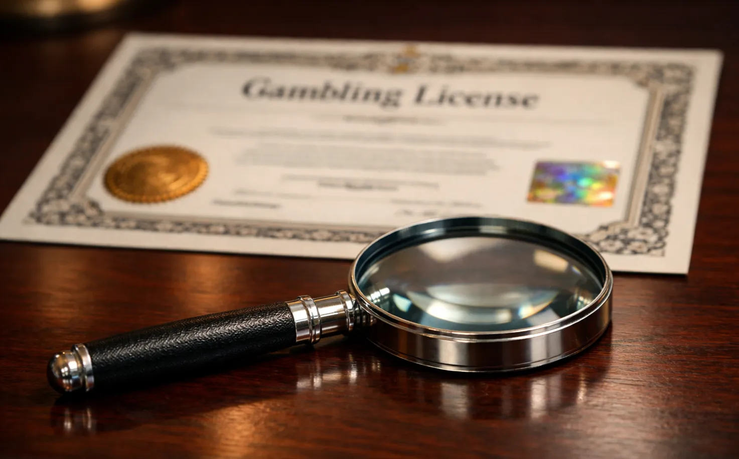 Offizielle Glücksspiellizenz mit Siegel und Hologramm