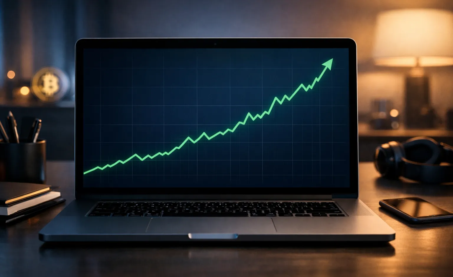 Aufwärtstrend-Diagramm zeigt Marktentwicklung der Krypto-Sportwetten