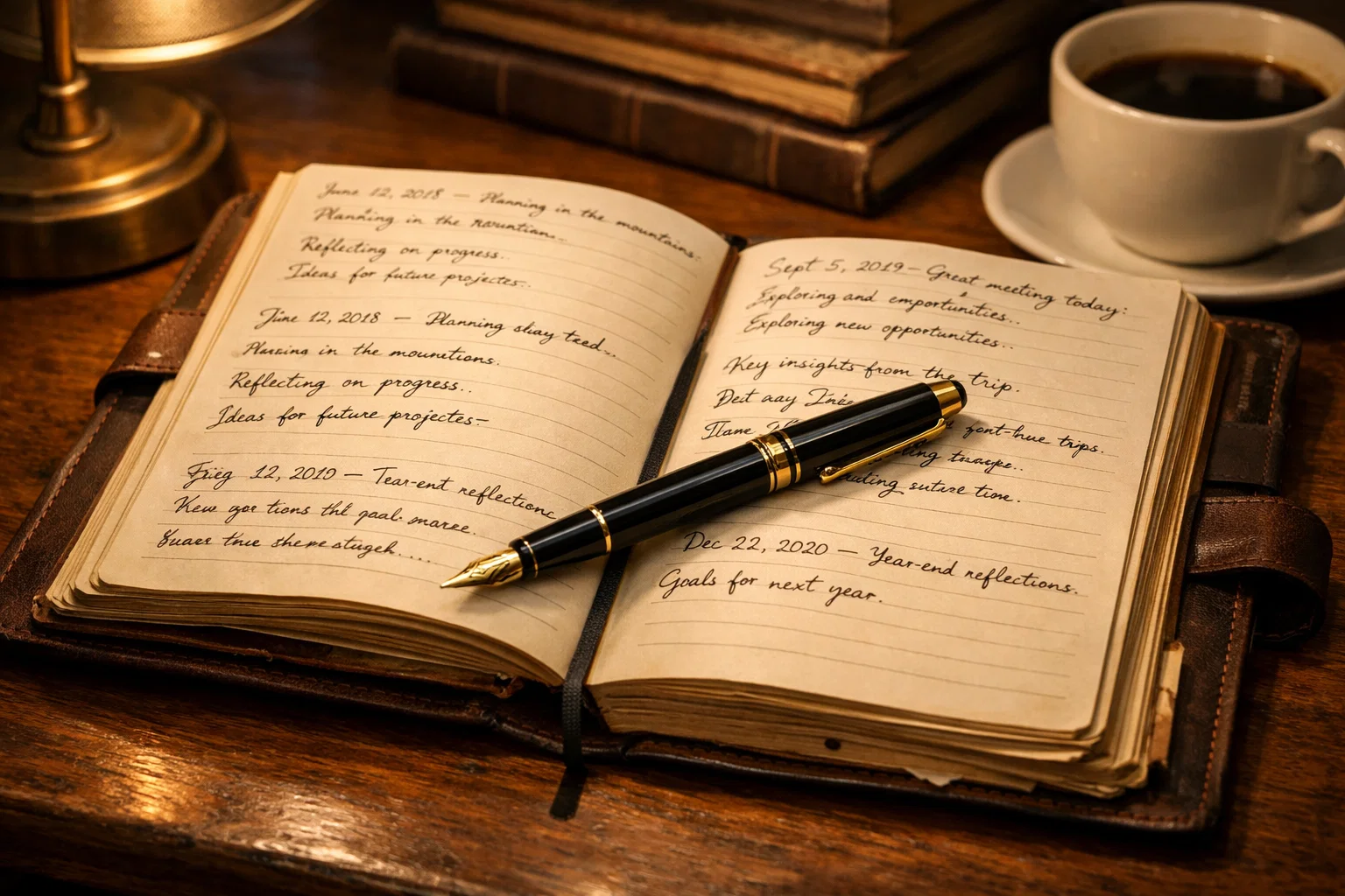 Notizbuch mit dokumentierten Langzeiterfahrungen und Stift