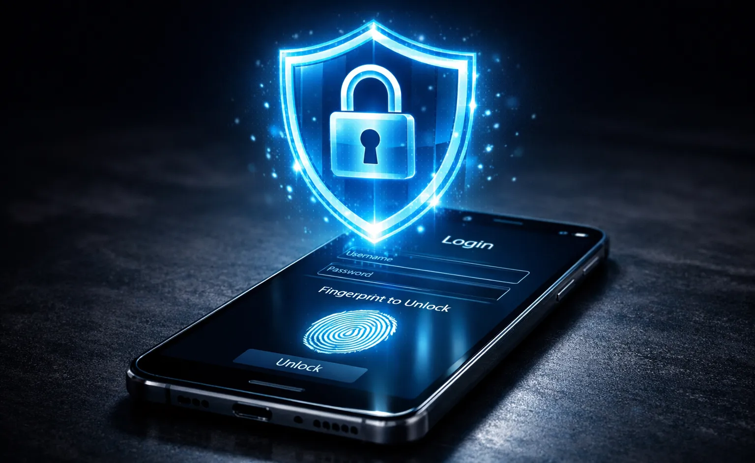 Smartphone mit Sicherheitsschloss-Symbol für sichere Transaktionen