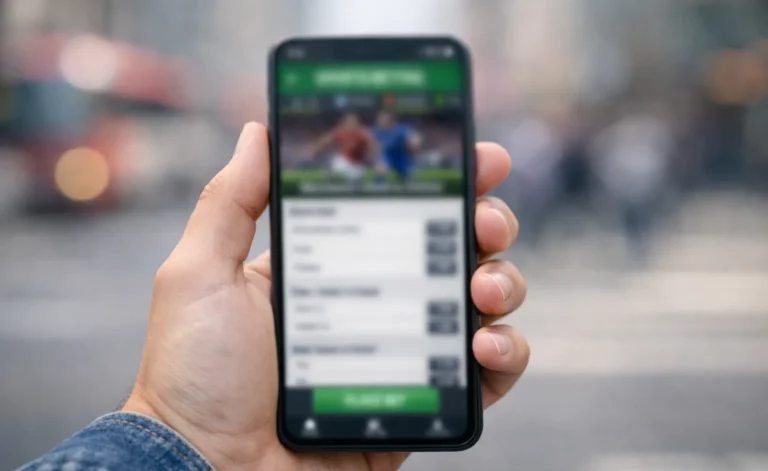 Smartphone mit Sportwetten-App in der Hand