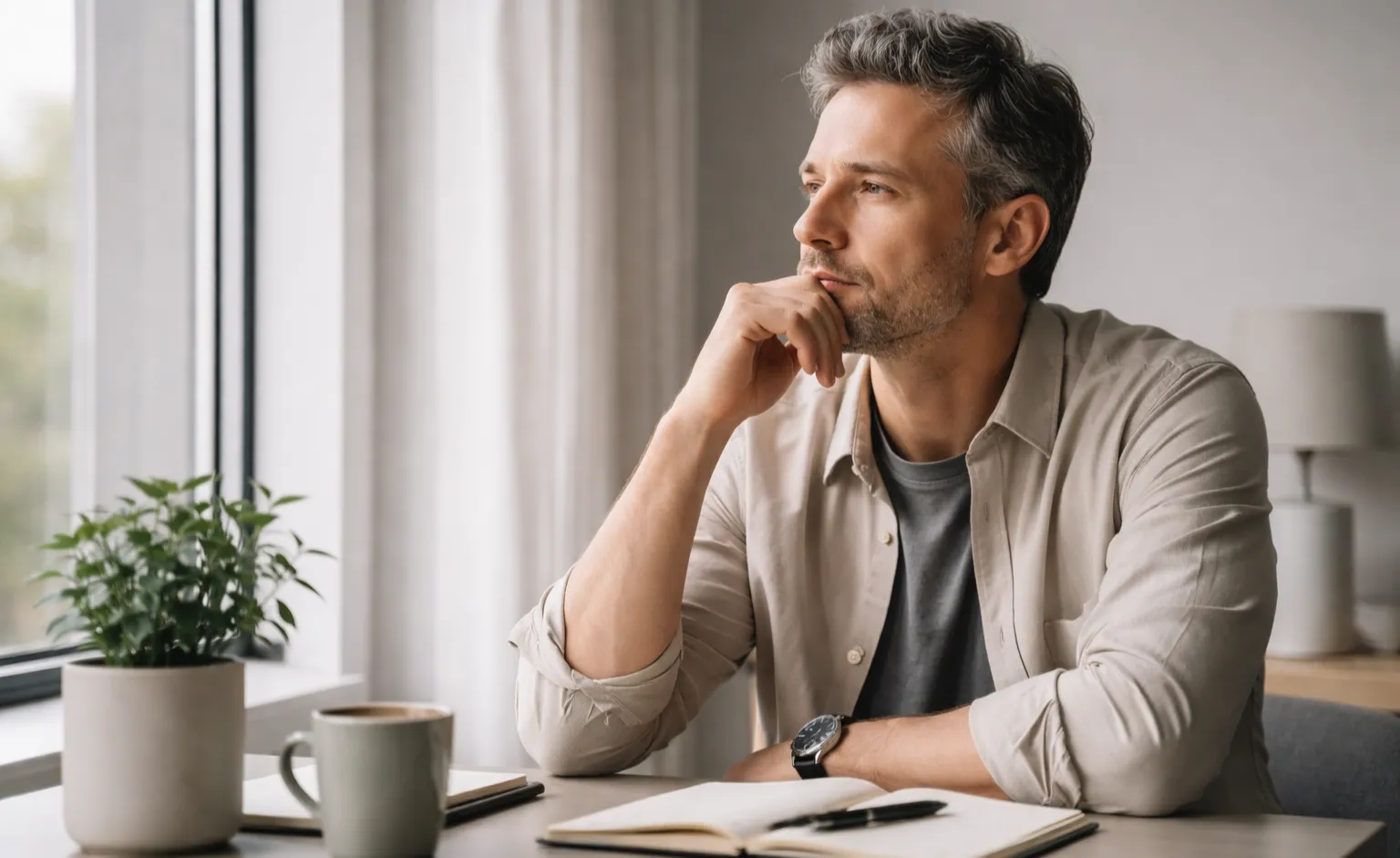 Mann reflektiert nachdenklich über seine Entscheidungen