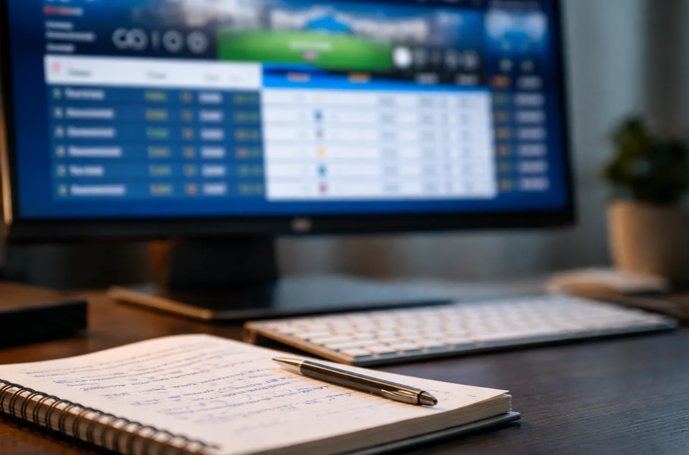 Bildschirm mit Fußball-Wettquoten und Spielstatistiken