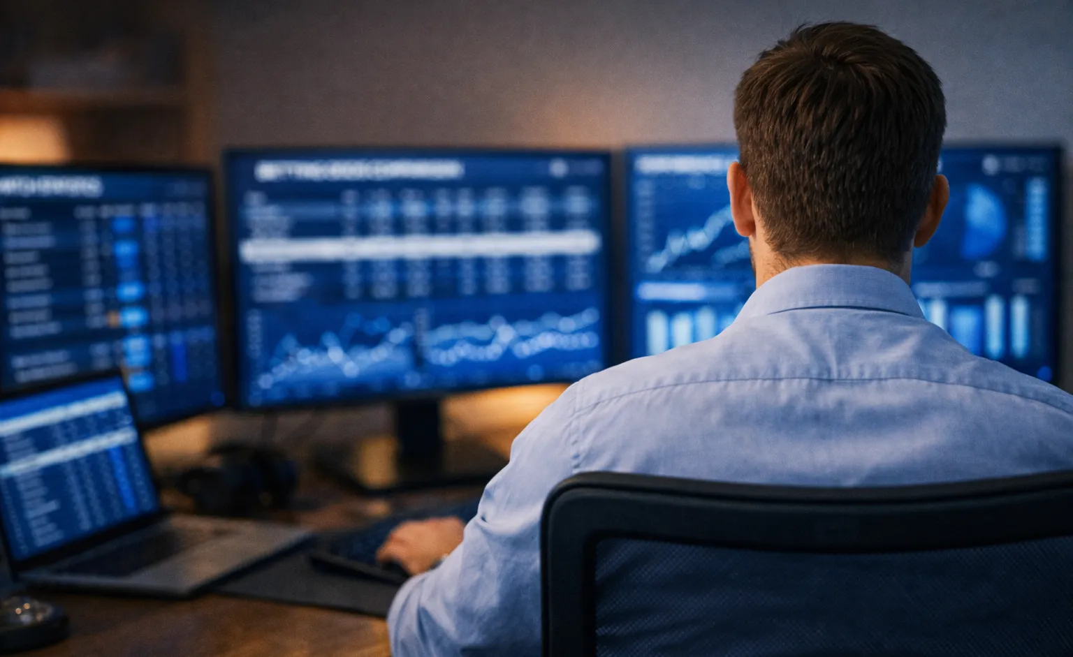 Analytiker studiert Sportwetten-Strategien am Bildschirm