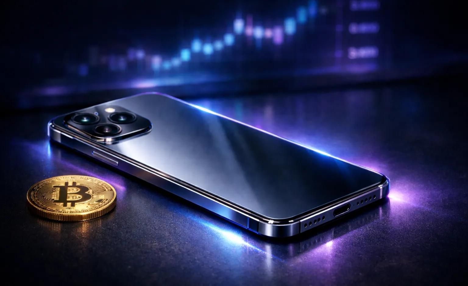 Futuristisches Smartphone symbolisiert die Zukunft mobiler Krypto-Wetten